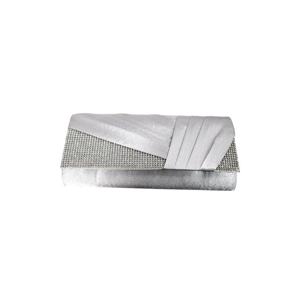 Pale Silver Grey Rhinestone Formal Clutch Purse with Chain Strap Bridal - Picture 2 of 8